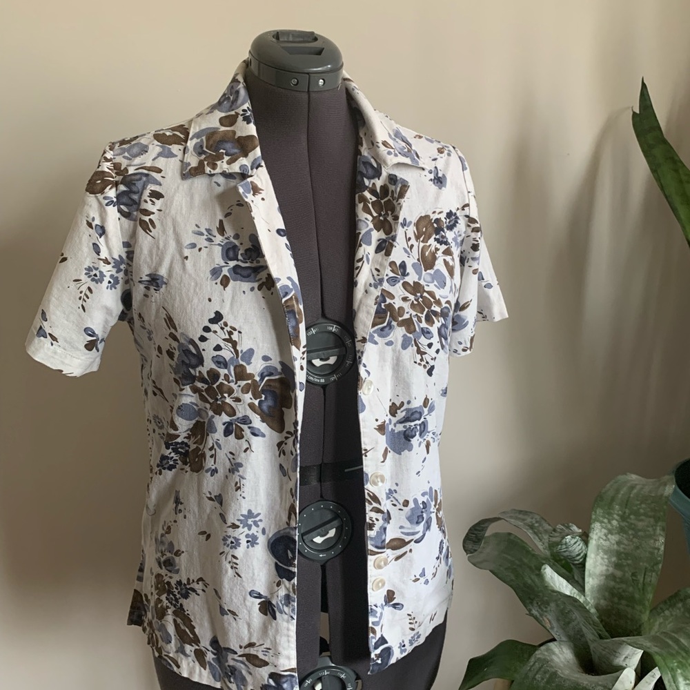 Vintage 90’s linen blend short sleeve blouse